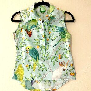 Manuel Canovas Sleeveles Tropical Print Top ( Medium)
